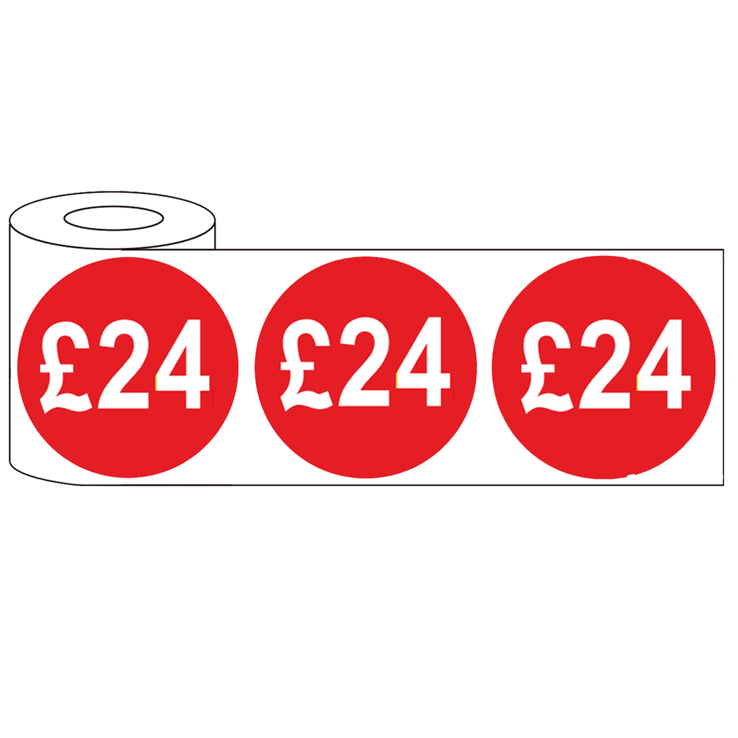 500x 45mm £21-£75 Red Self Adhesive Round Price Stickers