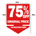 % OFF ORIGINAL PRICE ON SELECTED ITEMS Double-Sided Hanging Sign