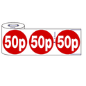 500x 45mm 50p-99p Red Self Adhesive Stickers
