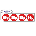 500x 45mm 50p-99p Red Self Adhesive Stickers
