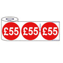 500x 45mm £21-£75 Red Self Adhesive Round Price Stickers