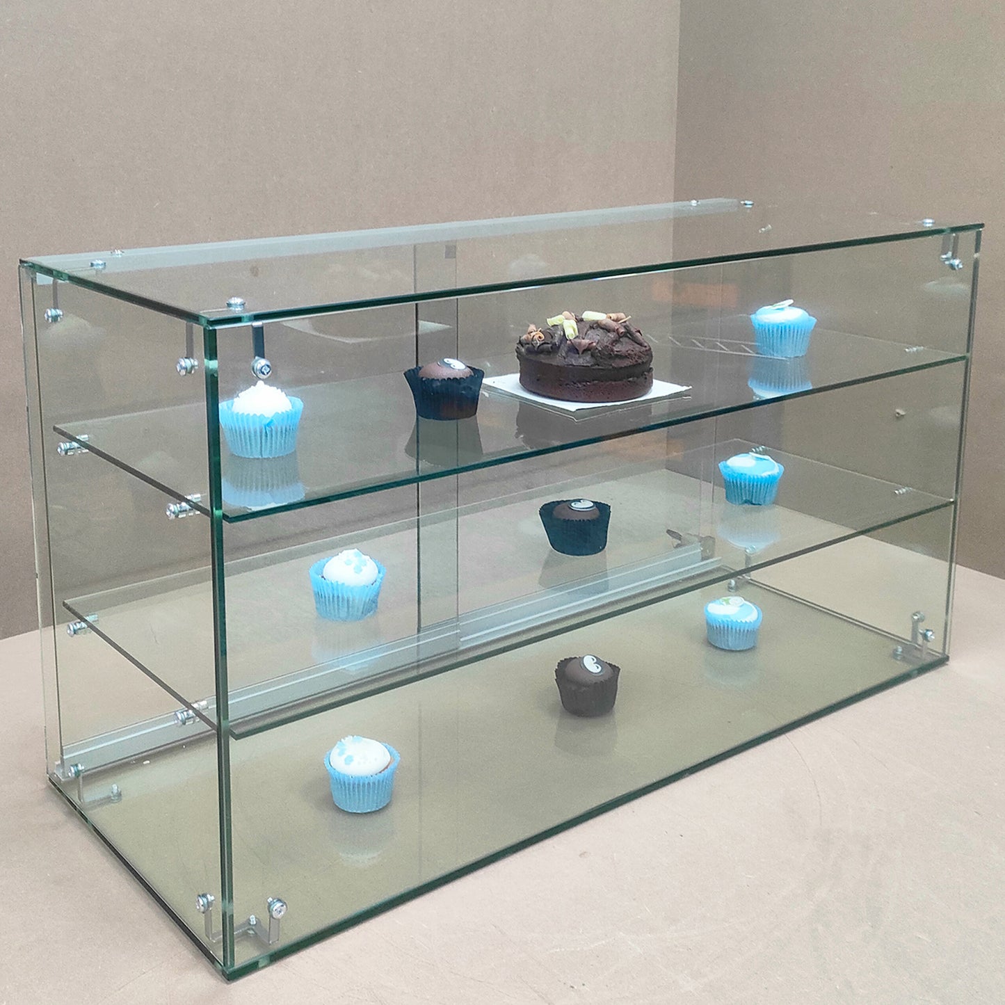 3 Tier Heavy Duty Countertop Ambient Glass Sweet Food Display Cabinet Case