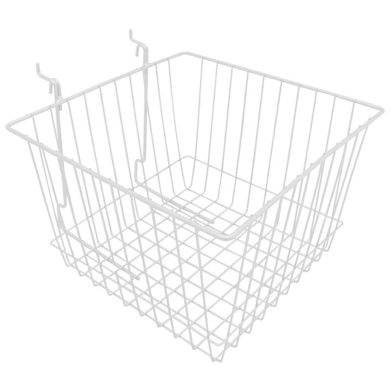 White Heavy Duty Grid Mesh Retail Shop Display Basket