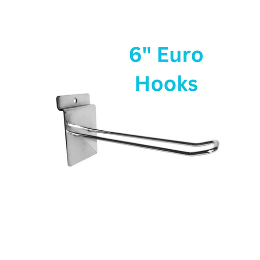 6" Slatwall Euro Hooks Accessory Single Prong Shop Display (6 Inch)