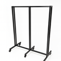 Heavy Duty 6-Way Straight Arm Clothing Rail – Adjustable Black Retail Display Stand with Castors & Brakes
