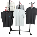 Heavy Duty 6-Way Straight Arm Clothing Rail – Adjustable Black Retail Display Stand with Castors & Brakes