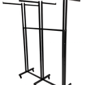Heavy Duty 6-Way Straight Arm Clothing Rail – Adjustable Black Retail Display Stand with Castors & Brakes