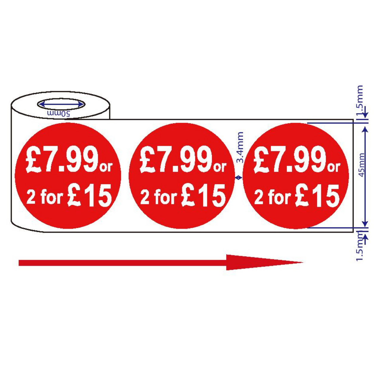 500x45mm Red Price Adhesive Stickers £7.99 Or 2 For £15