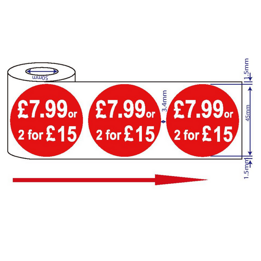 500x45mm Red Price Adhesive Stickers £7.99 Or 2 For £15