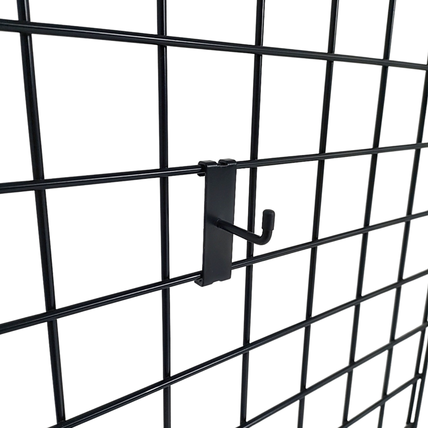 Black Grid Mesh Hooks Single Prong Shop Display