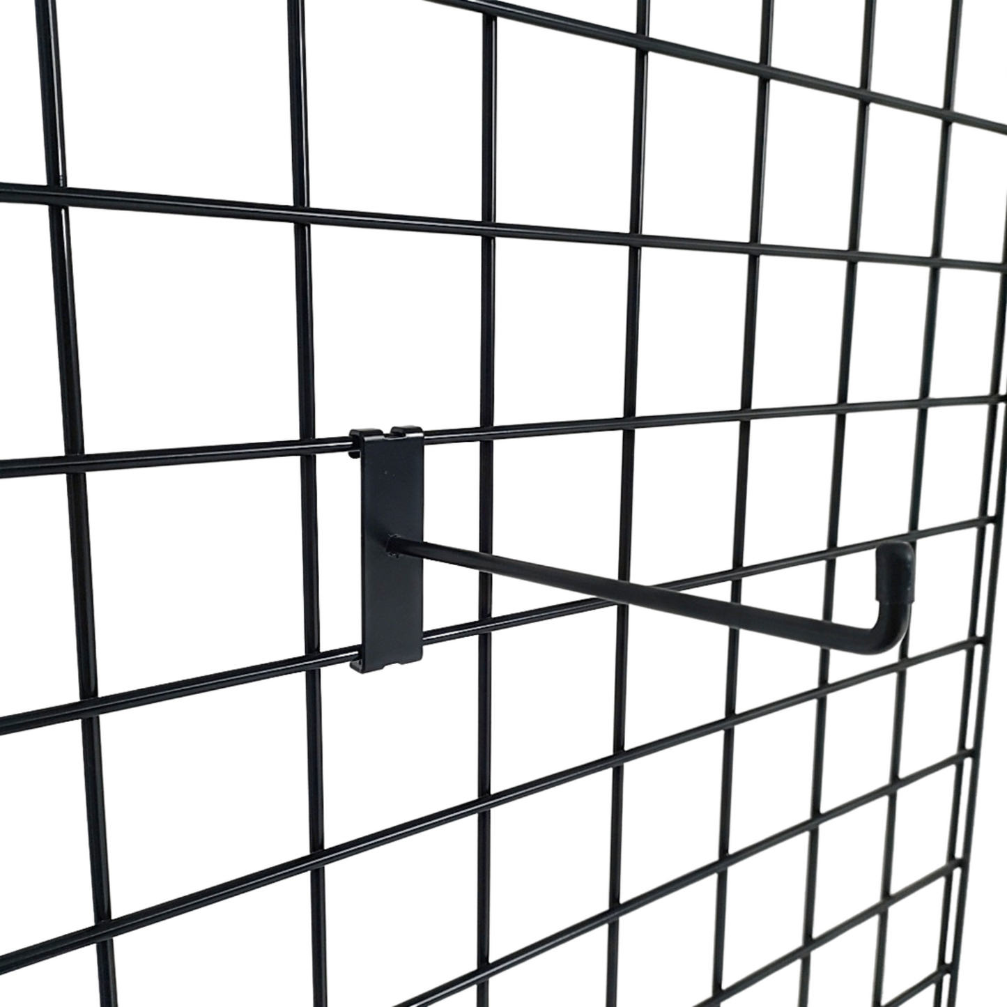 Black Grid Mesh Hooks Single Prong Shop Display
