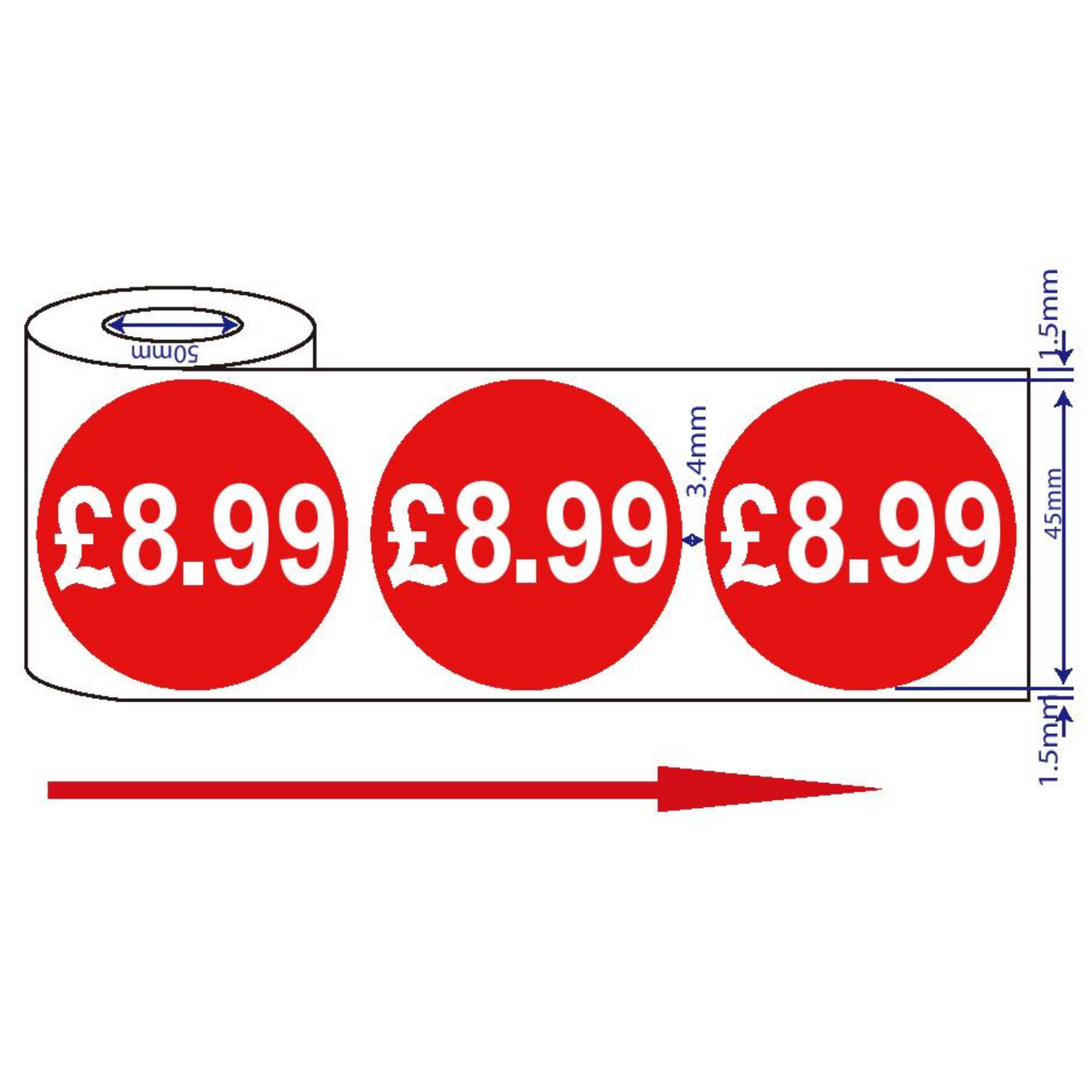 500x45mm £8.99 Red Sign Self Adhesive Stickers Sticky Labels Swing Labels For Retail Price