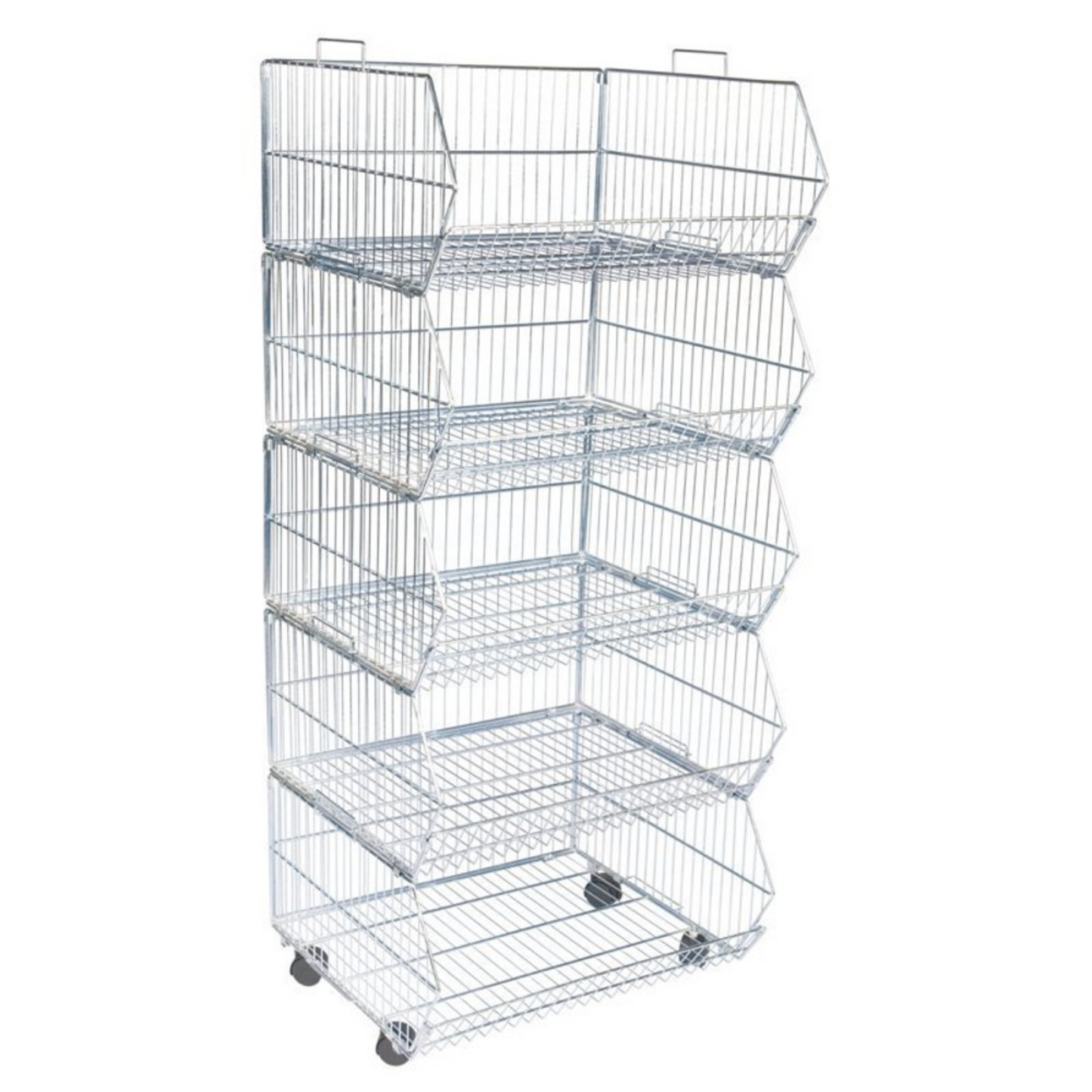 Pallet Of 60cm Stackable Baskets Black/White/Chrome Colour
