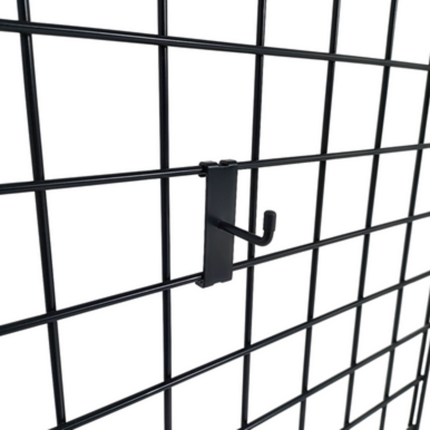 2" Black Grid Mesh Hooks Single Prong Shop Display