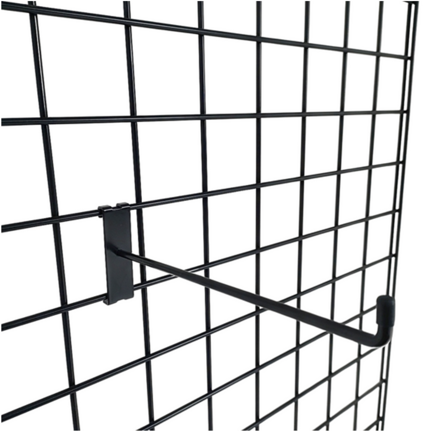 10" Black Grid Mesh Hooks Single Prong Shop Display