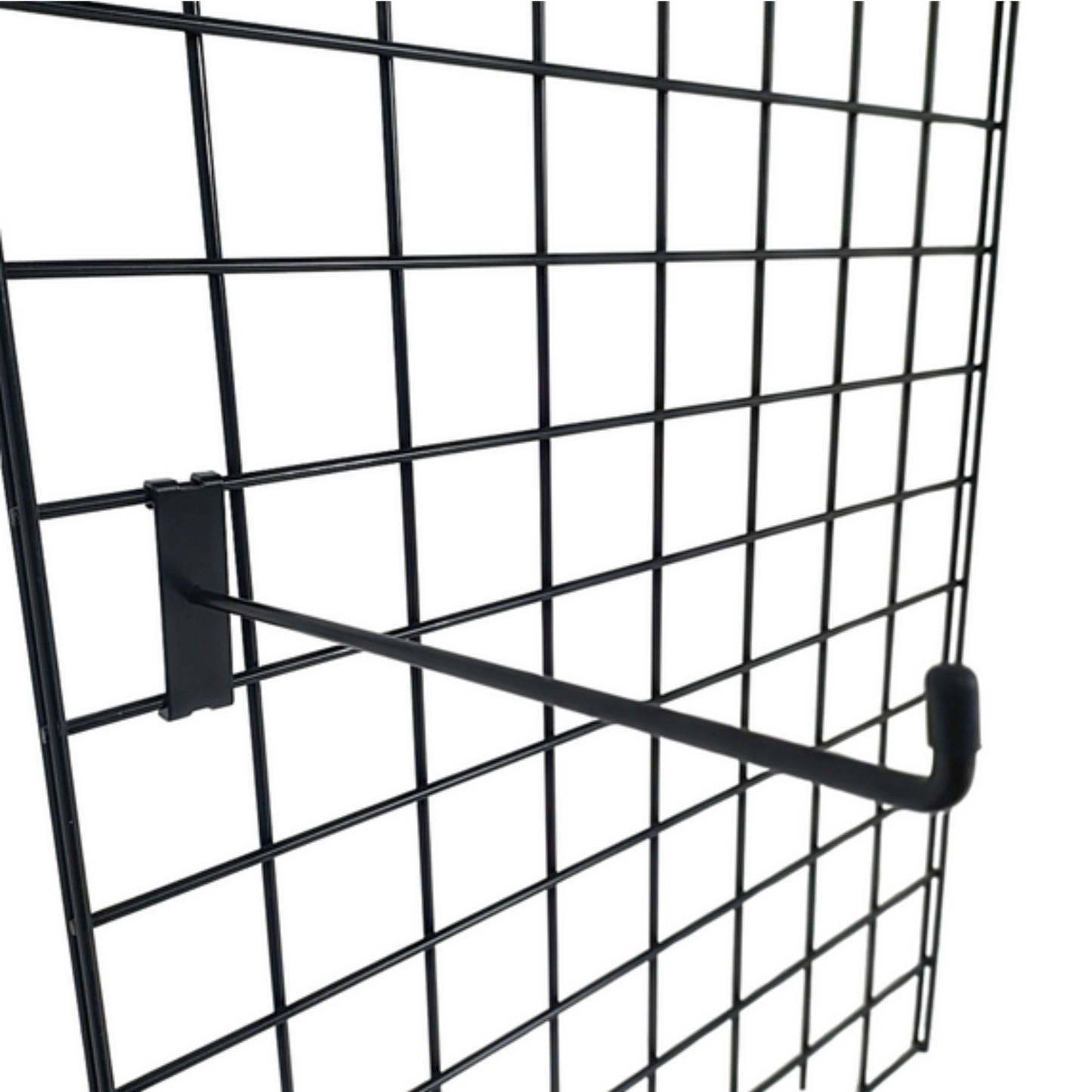 12" Black Grid Mesh Hooks Single Prong Shop Display