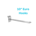 10" Slatwall Euro Hooks Accessory Single Prong Shop Display (10 Inch)
