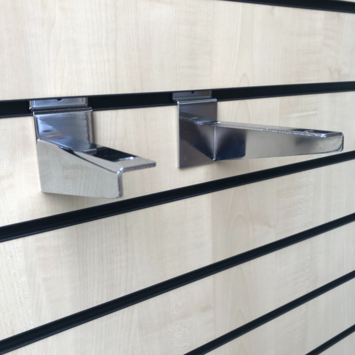 150mm Wooden Shelf Brackets For Slatwall Shop Fittings Heavy Duty In Chrome