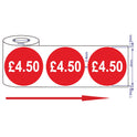 500x 45mm £1.50-£10.50 Red Self Adhesive Price Stickers