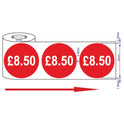 500x 45mm £1.50-£10.50 Red Self Adhesive Price Stickers