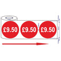 500x 45mm £1.50-£10.50 Red Self Adhesive Price Stickers
