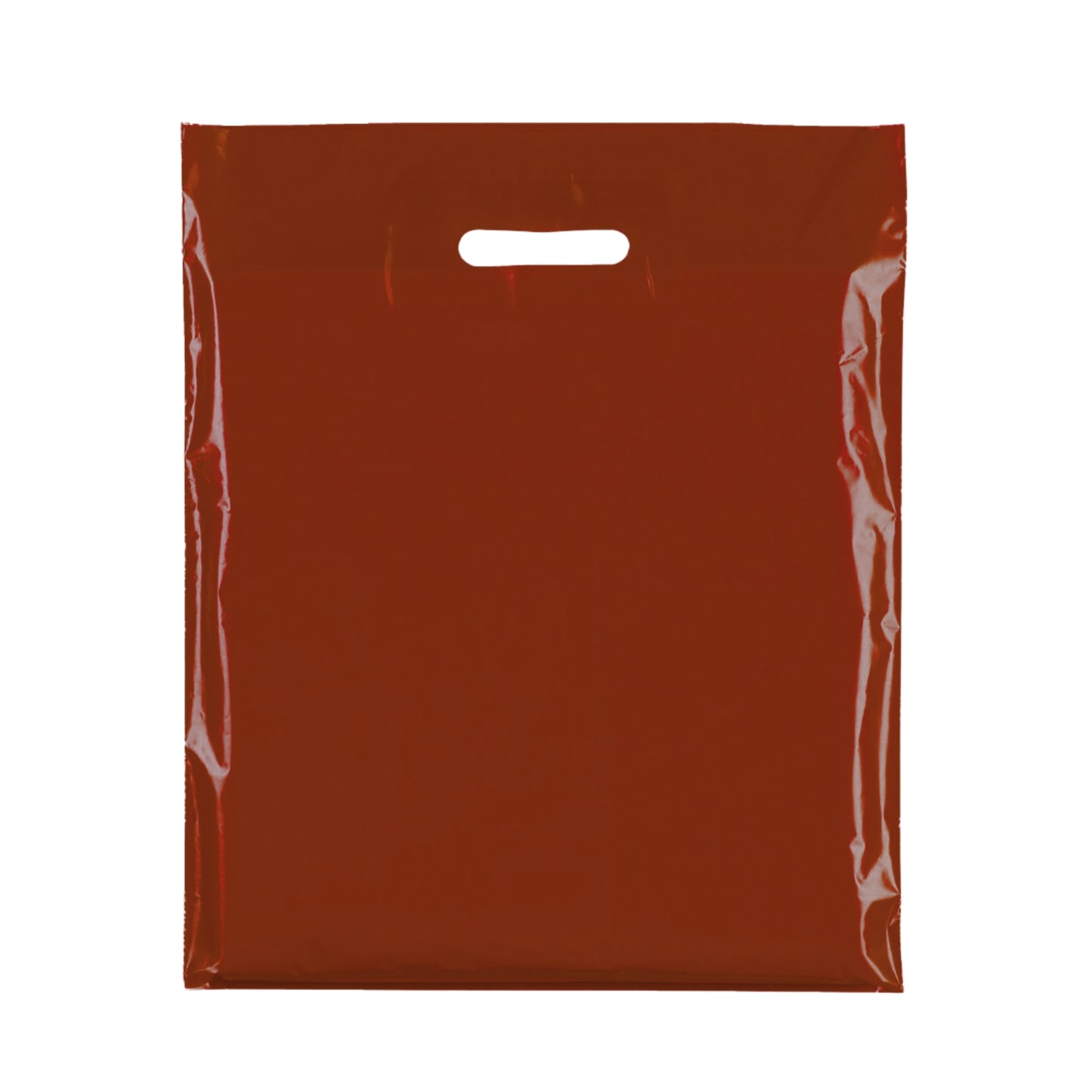 100x Plastic Plain Burgundy Carrier Bags
