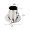 Stainless Steel Wardrobe Rail Rod Pole Socket End Support Bracket Flange
