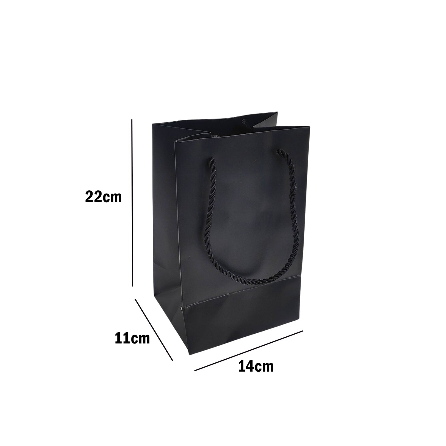 Black Paper Carrier Bags with Rope Handles – Various Sizes and Matt Finishes