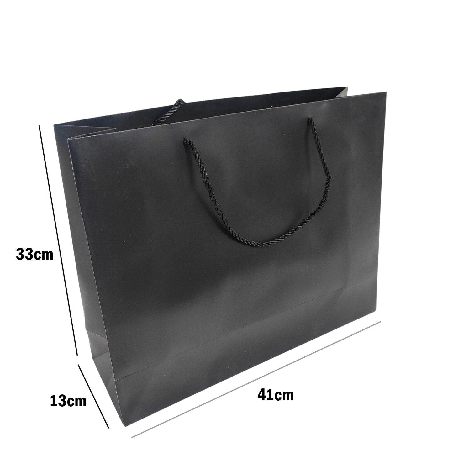 Black Paper Carrier Bags with Rope Handles – Various Sizes and Matt Finishes