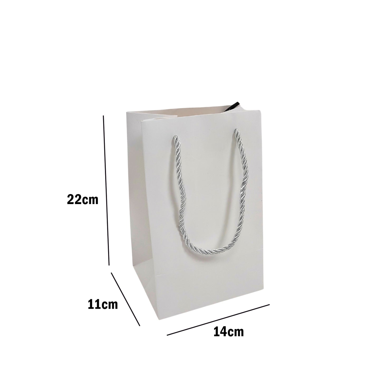 White Paper Carrier Bags with Rope Handles – Various Sizes and Matt Finishes