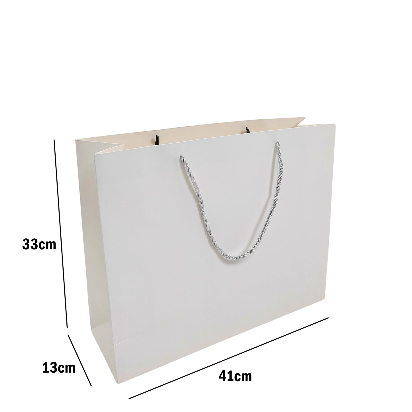 White Paper Carrier Bags with Rope Handles – Various Sizes and Matt Finishes