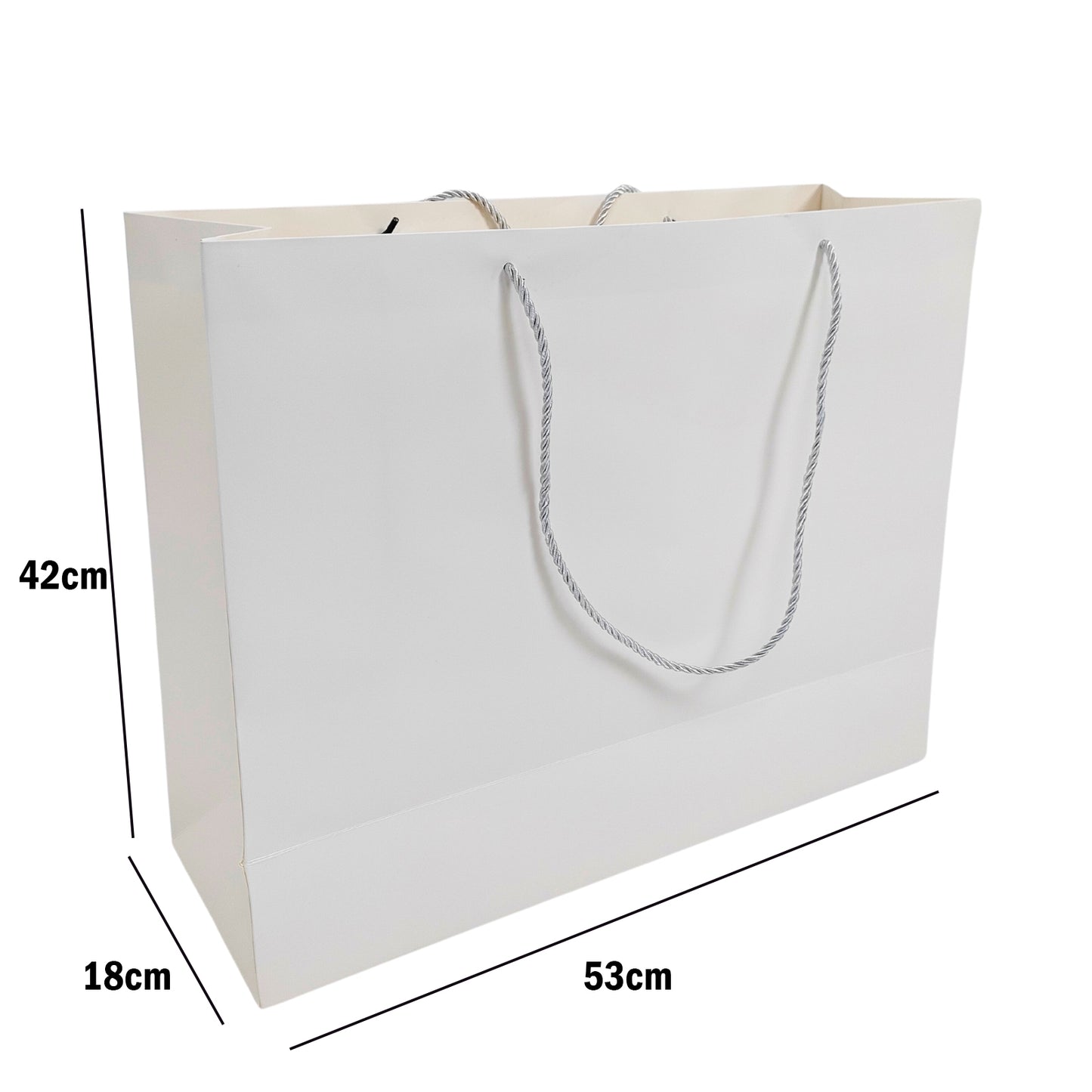 White Paper Carrier Bags with Rope Handles – Various Sizes and Matt Finishes