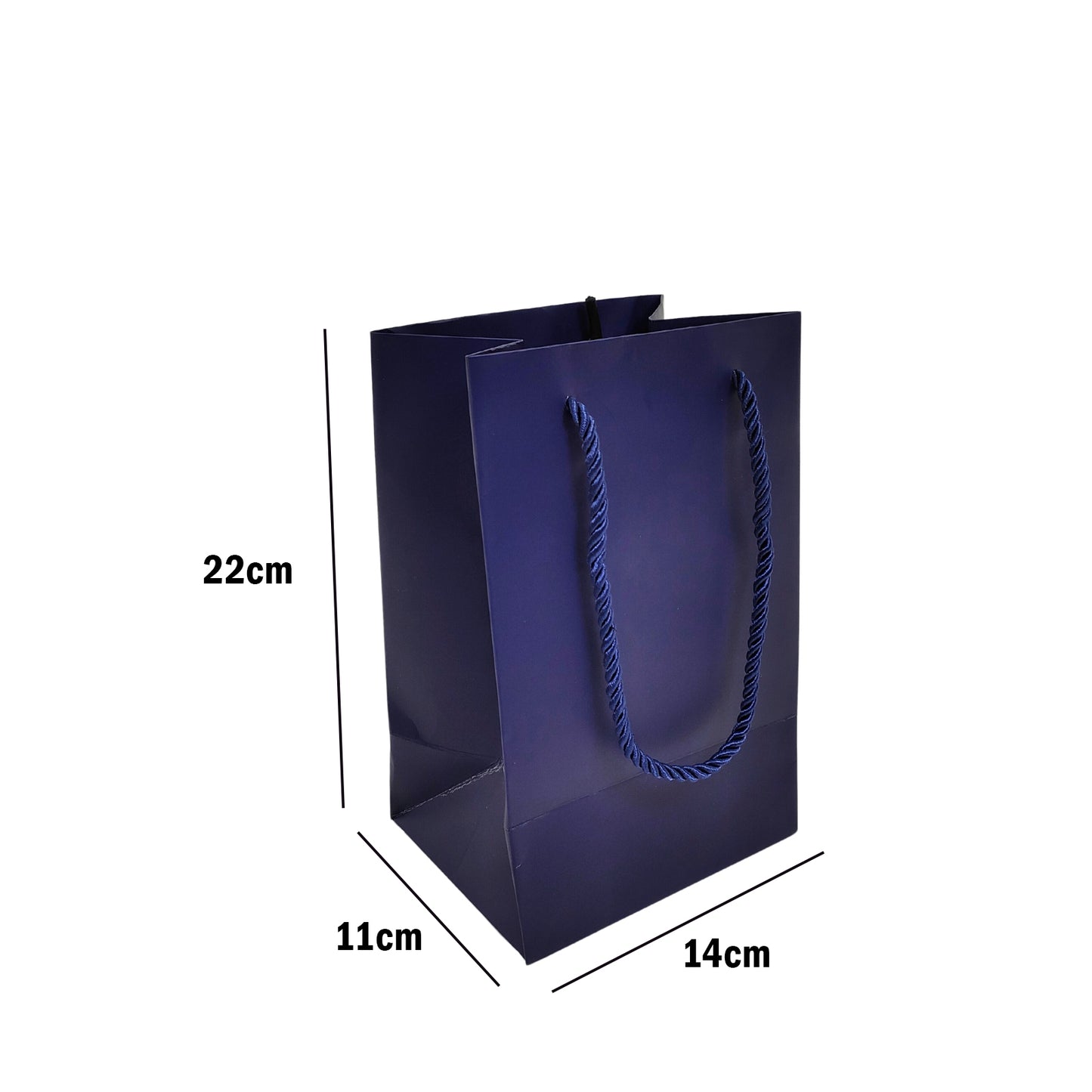 Blue Paper Carrier Bags with Rope Handles – Various Sizes and Matt Finishes