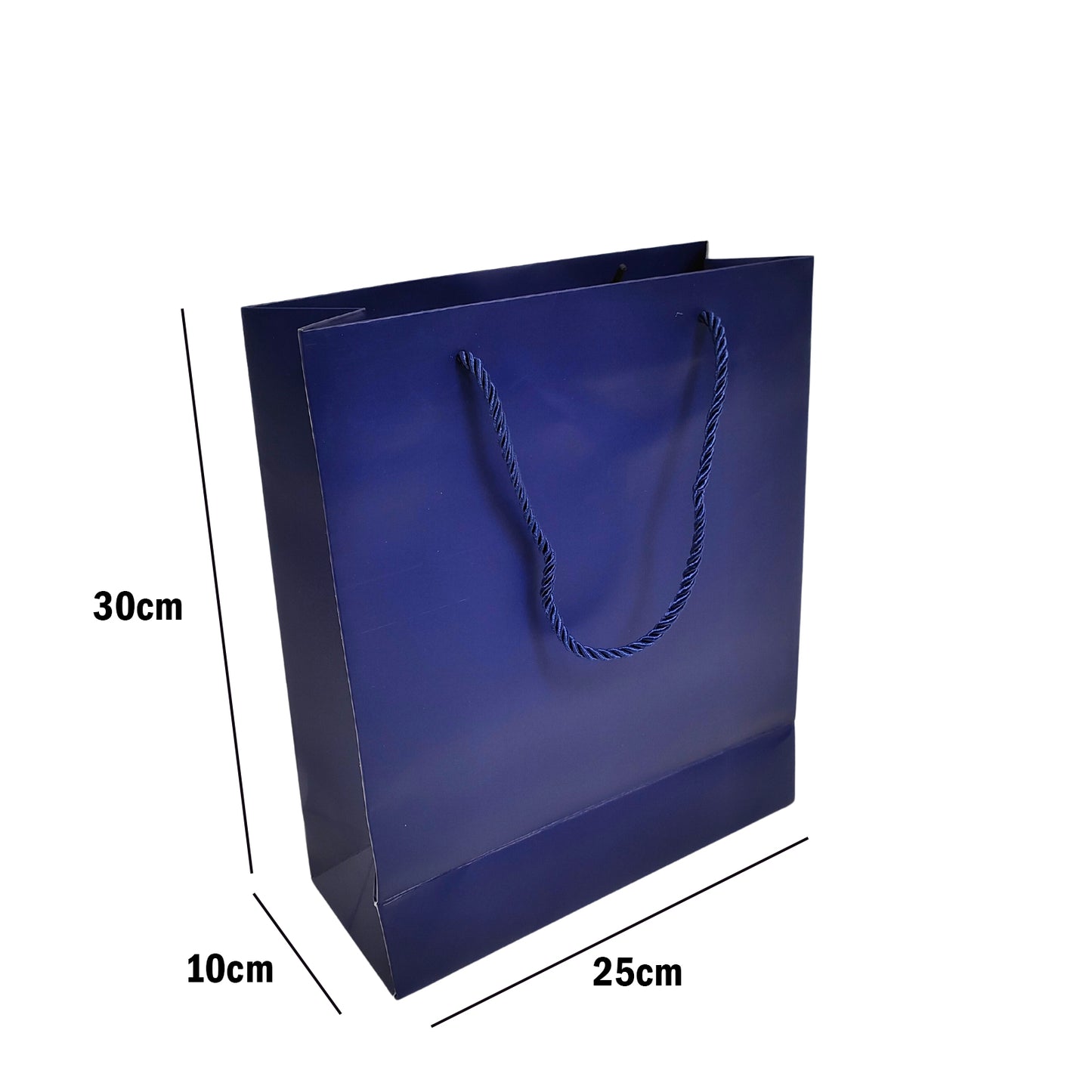 Blue Paper Carrier Bags with Rope Handles – Various Sizes and Matt Finishes
