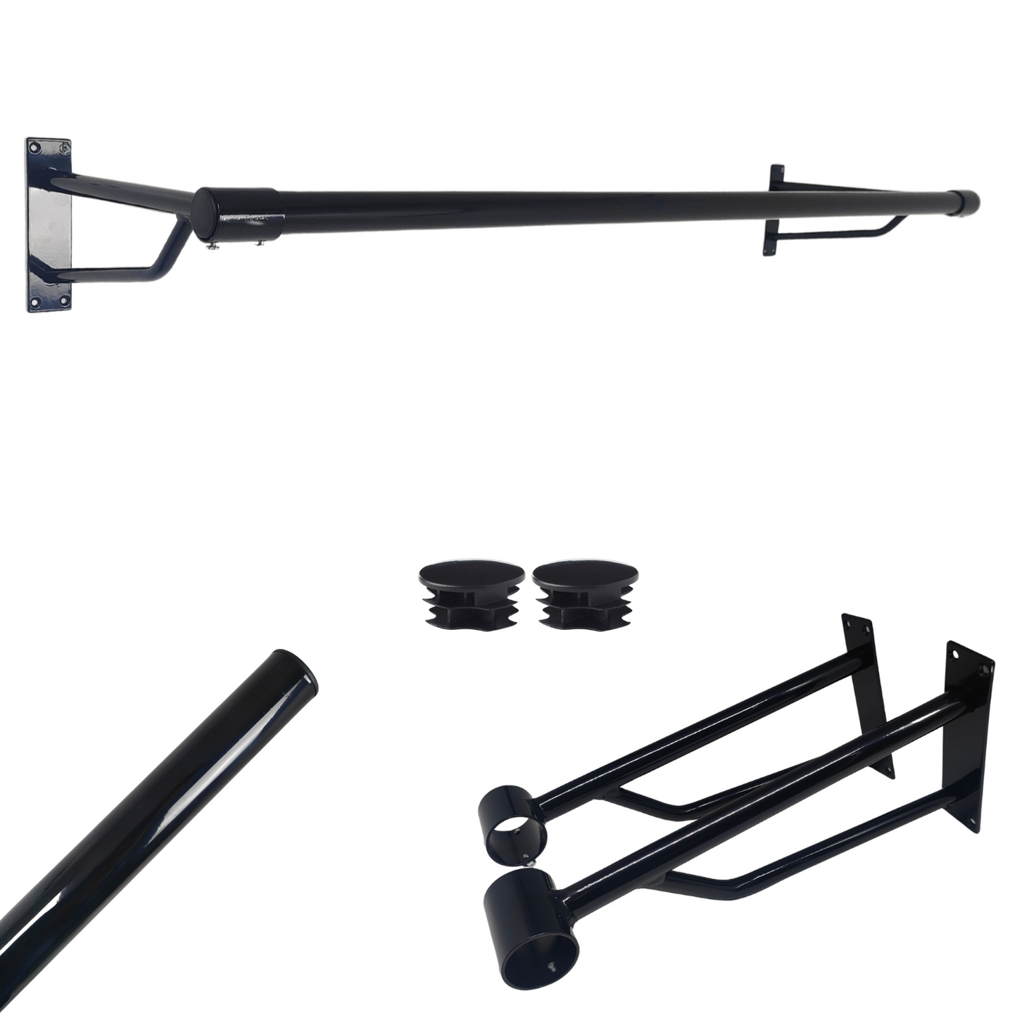 2ft Black Steel Hanging Rail–Durable,Stylish,and Ideal for Home or Retail Spaces