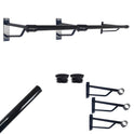 6ft Black Steel Clothes Rail – Heavy-Duty Wall Mounted Hanging Rail with 3 Brackets – Durable & Stylish for Home or Retail Use