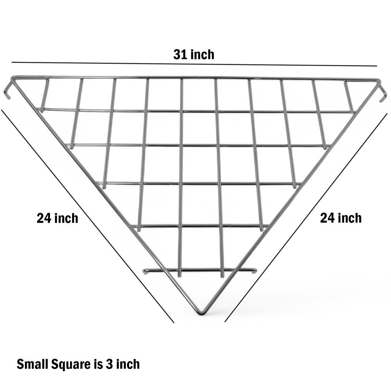Triangular Corner Grid Mesh Shelf 24"x24" –Heavy Duty 6.5mm Steel,Chrome/Black