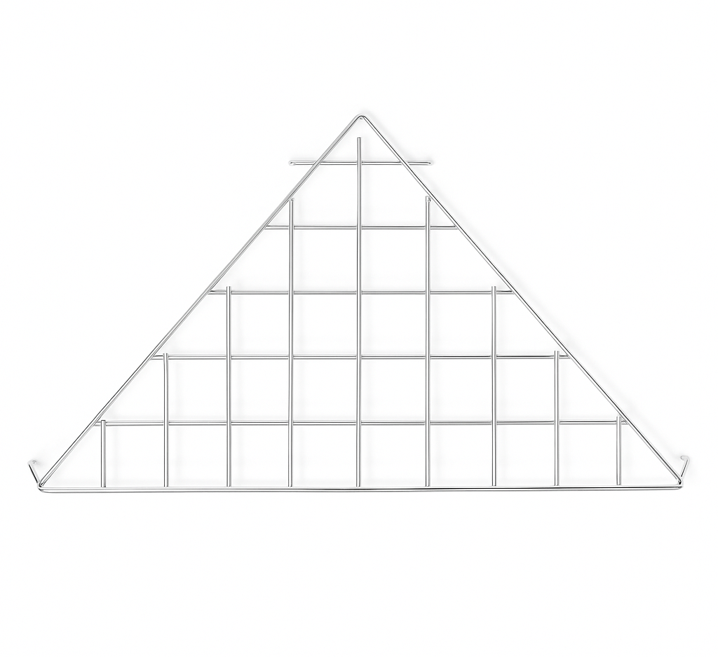 Triangular Corner Grid Mesh Shelf 24"x24" –Heavy Duty 6.5mm Steel,Chrome/Black