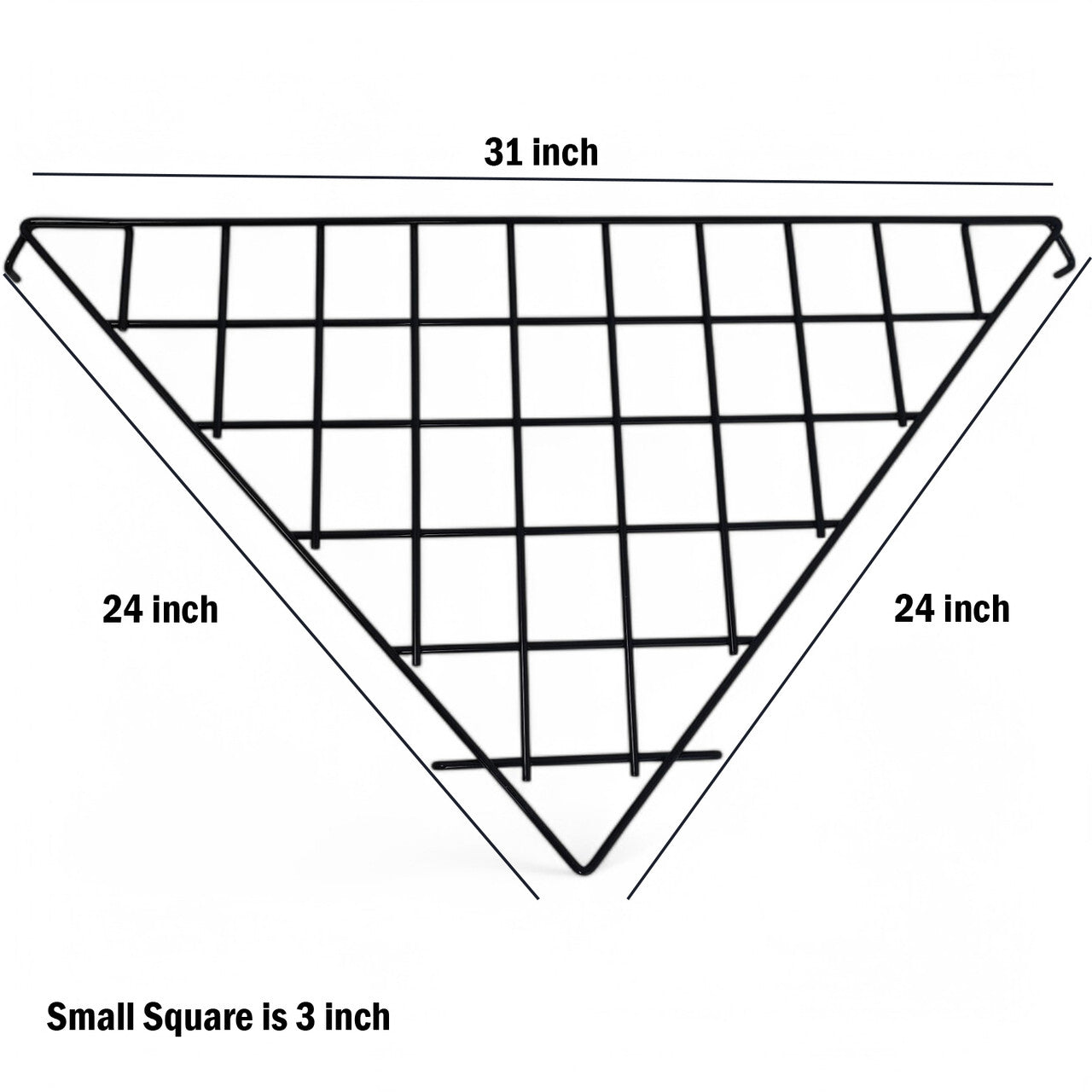 Triangular Corner Grid Mesh Shelf 24"x24" –Heavy Duty 6.5mm Steel,Chrome/Black