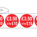 500 x45mm  Red Price Adhesive Stickers - Quantity Discount