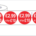 500 x 45mm Red Price Adhesive Stickers - Quantity Discount