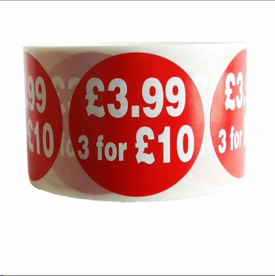 500 x 45mm Red Price Adhesive Stickers - Quantity Discount