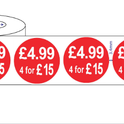 500 x 45mm Red Price Adhesive Stickers - Quantity Discount