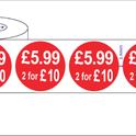 500 x 45mm Red Price Adhesive Stickers - Quantity Discount