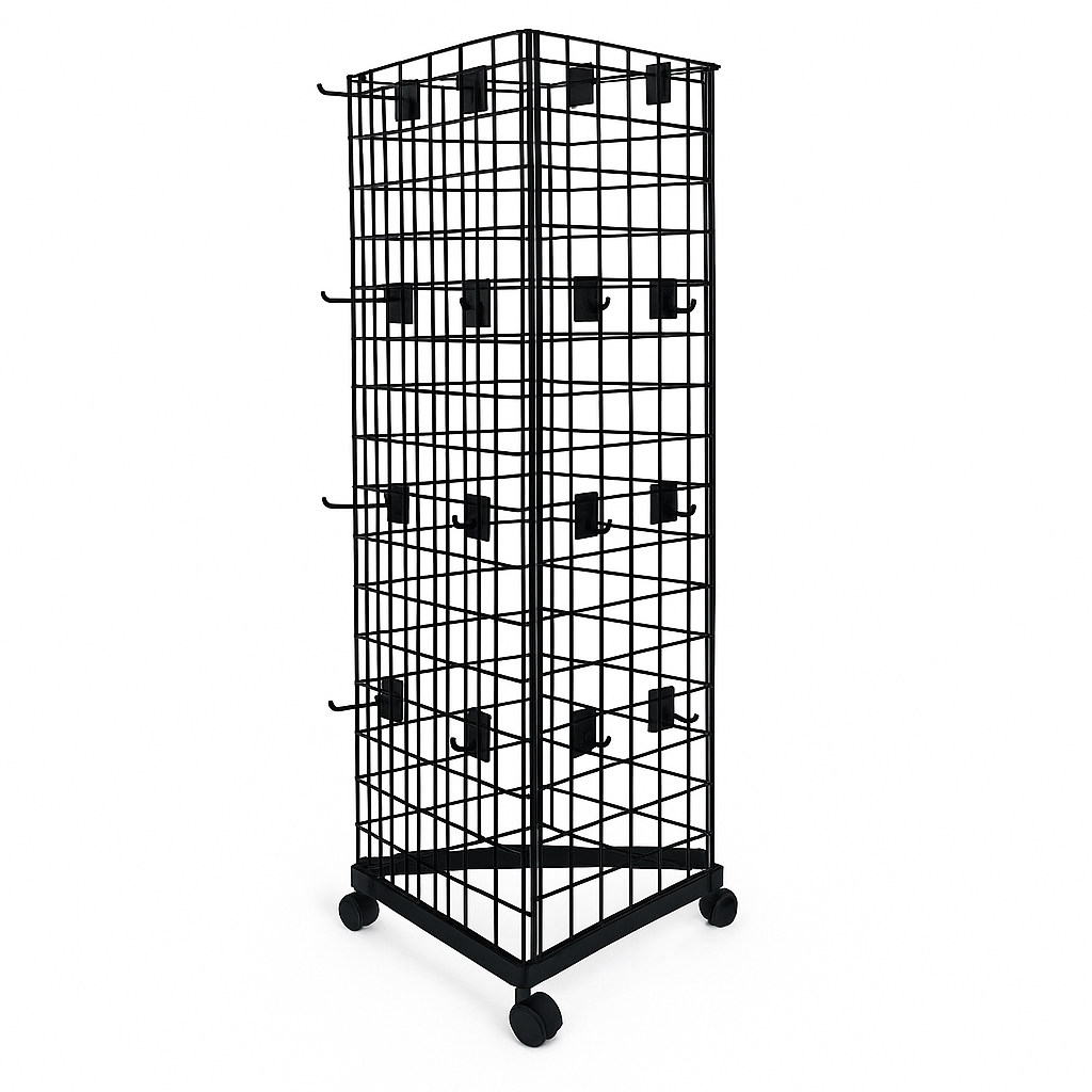 6ft Black Three-Way Grid Mesh Stand With Euro Hooks Included 135