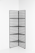 6ft Black /Chrome Corner Grid Mesh Display Unit With 4 Shelves– Heavy Duty