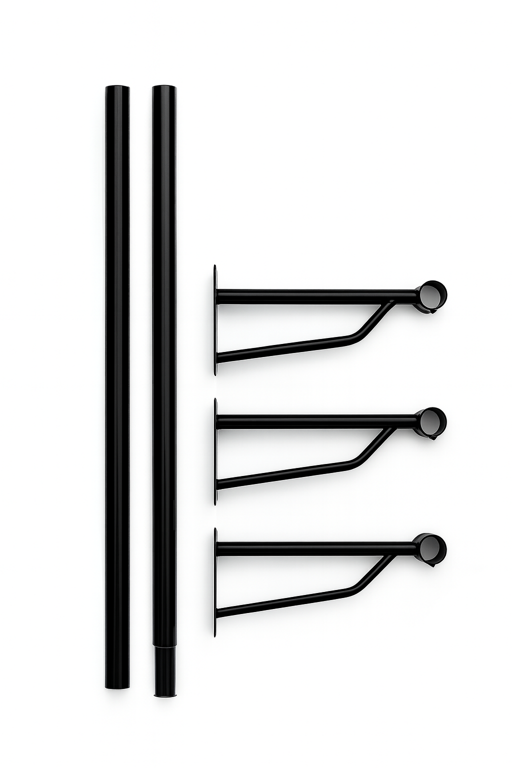 Gloss Black Wall-Mounted Clothes Rail – Sleek Heavy-Duty Steel Hanging Bar for Home & Retail Use