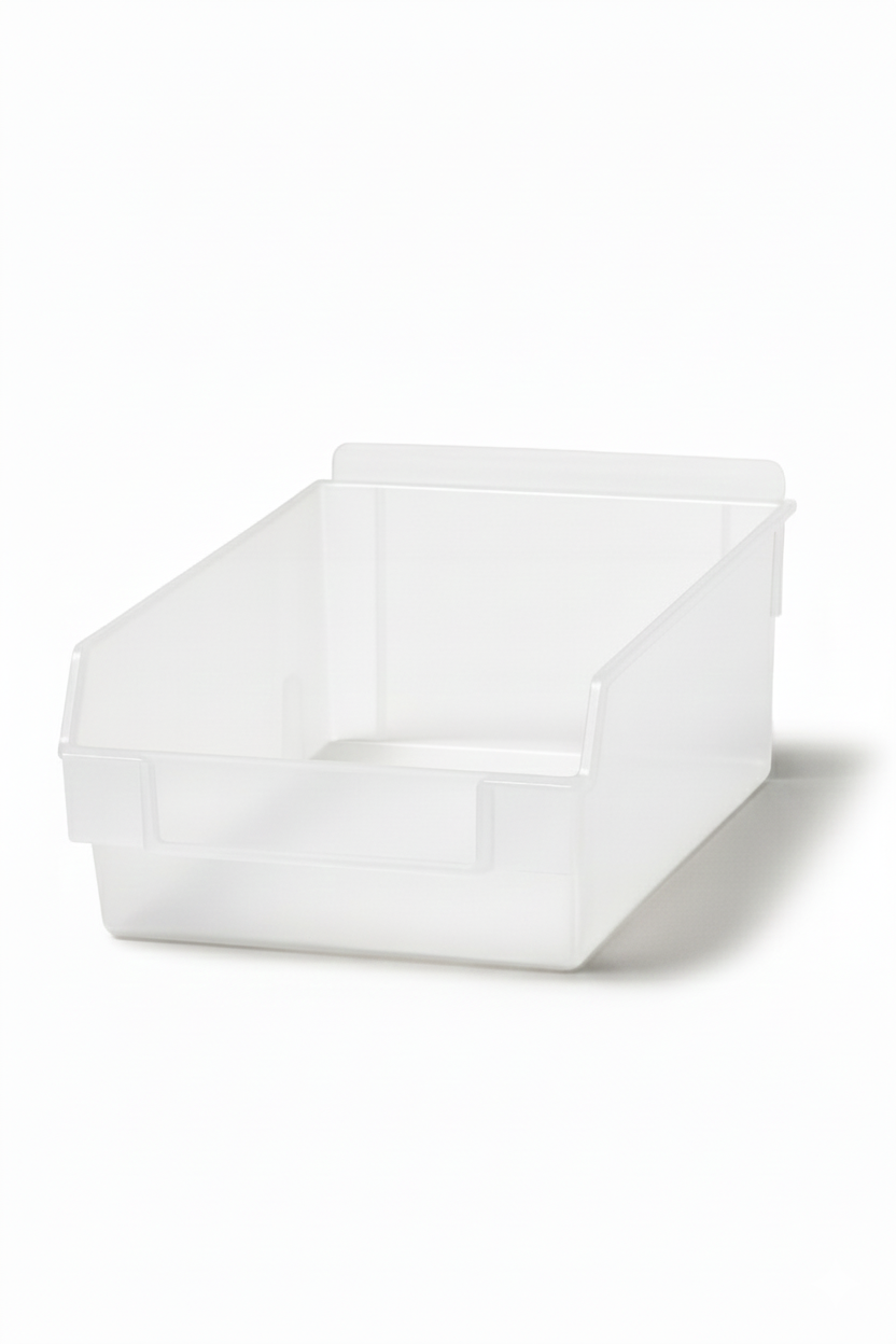Long Slatbox Shelfbox Storage Bin – Heavy Duty Slatwall Display Box for Shop