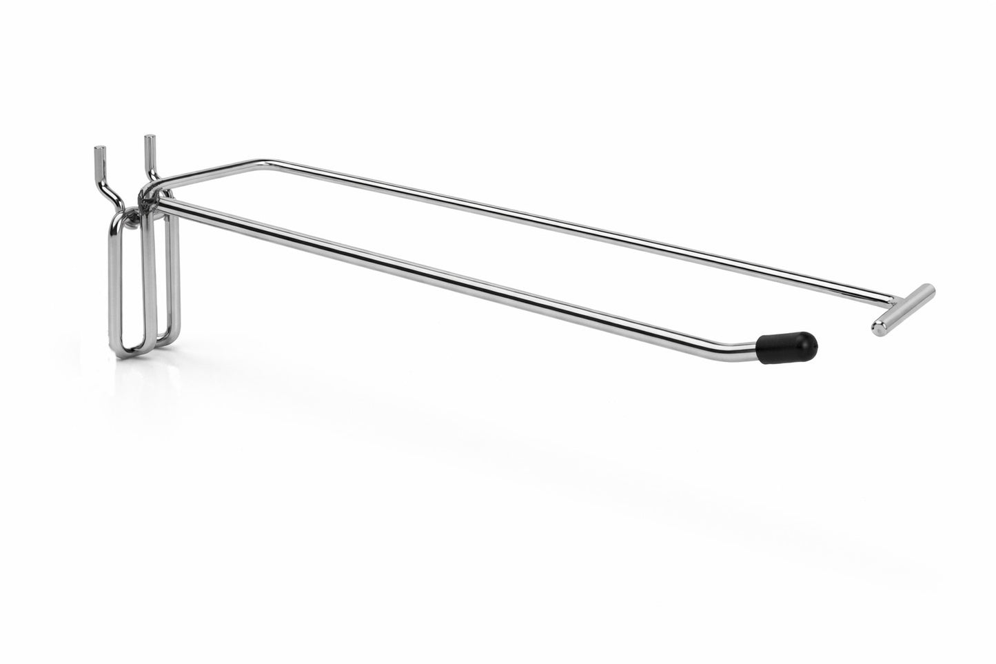 Heavy Duty Chrome Single Prong Pegboard Hook with Overhead Arm for Price Holder