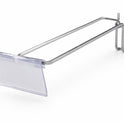Heavy Duty Chrome Single Prong Pegboard Hook with Overhead Arm for Price Holder